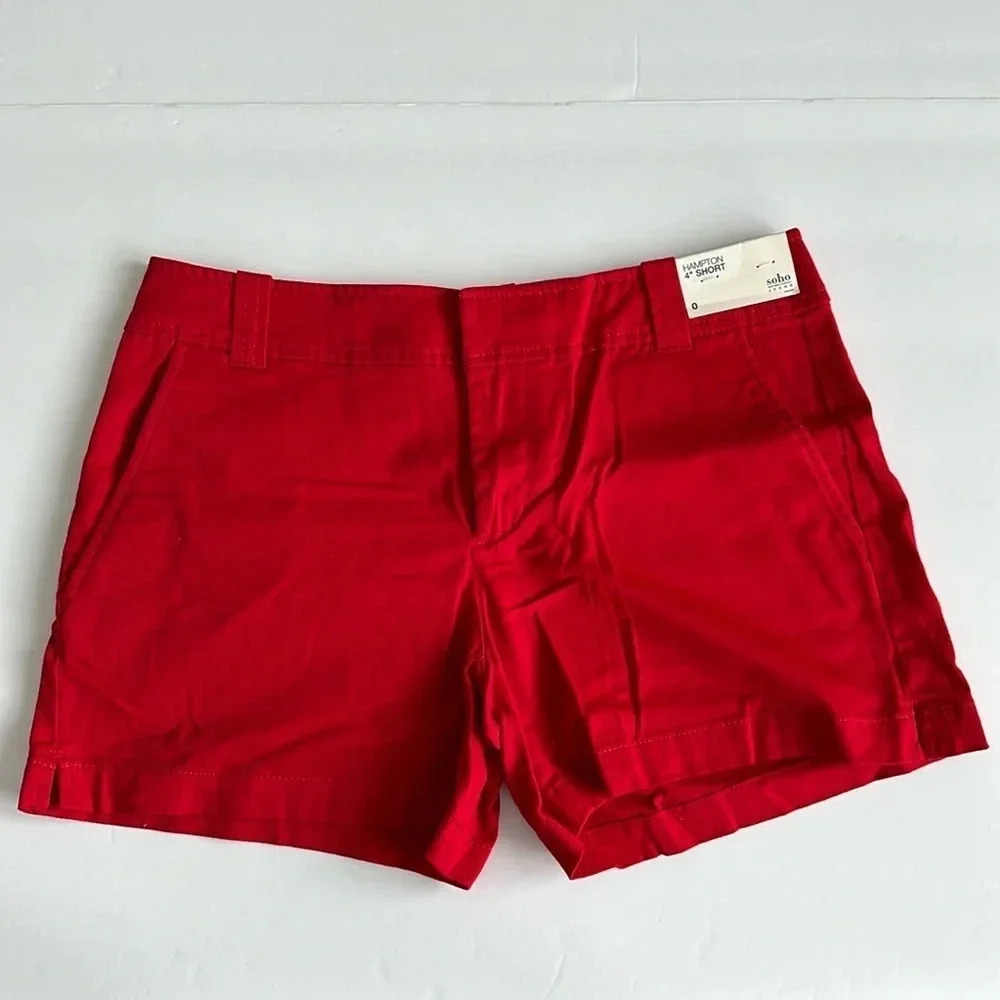 NWT NY & Co Soho Hampton‎ 4"Red Shorts  Sz 0